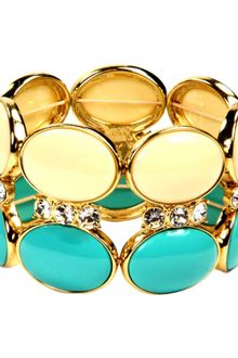 Anne Klein Ivory and Turquoise Bead Stretch Bracelet - Lyst