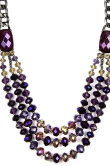 Anne Klein Ak Necklace Necklace Hematite Tone Purple Beaded Collar Necklace - Lyst