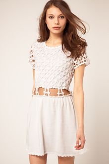 ASOS Collection Asos Crochet Village Fit and Flare Dress - Lyst