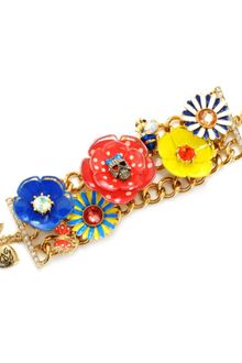 Betsey Johnson Flower and Skull Wide Toggle Bracelet - Lyst