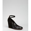 Celine Black Leather and Suede Ankle Strap Wedges in Black - Lyst