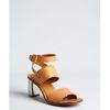 Celine Camel Leather Metal Stacked Heel Sandals in Beige (camel) - Lyst