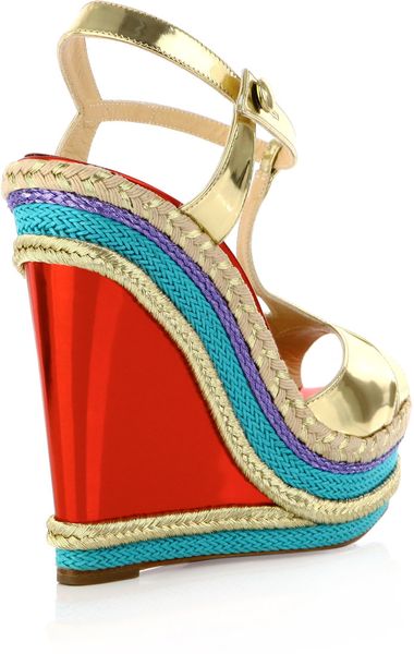 gold louboutin wedges