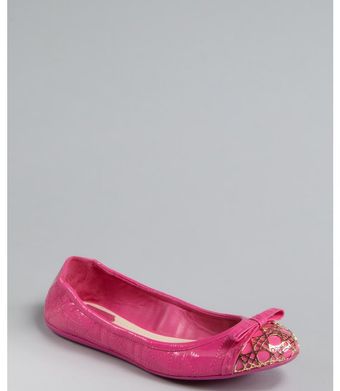 Dior Pink Quilted Cannage Patent Bow Detail Ballet Flats - Lyst