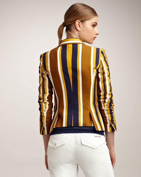 Dsquared2 Striped Blazer in Brown (yellow stripes) - Lyst