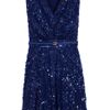 Elie Saab Short Sleeve Beaded Dress in Blue - Lyst