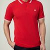 Fred Perry Slim Fit Twin Tipped Polo in Red for Men - Lyst