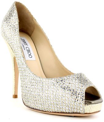 Jimmy Choo Glitter Comet Peep Toe Pump - Lyst
