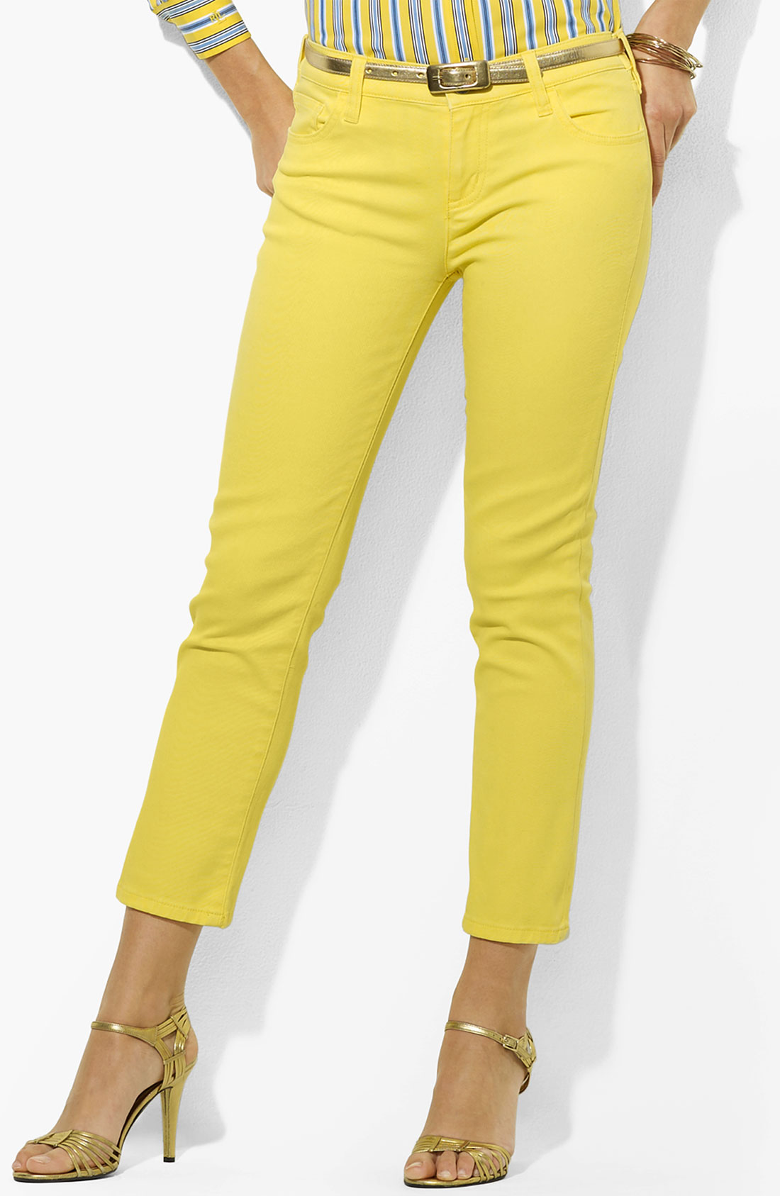 Lauren By Ralph Lauren Modern Straight Leg Ankle Pants in Yellow