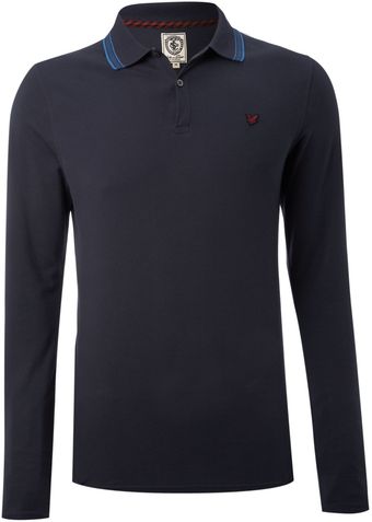  Long Sleeve Tipped Pique Polo 