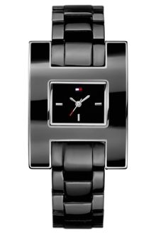 Tommy Hilfiger Womens Black Enamel and Stainless Steel Bracelet 39mm - Lyst