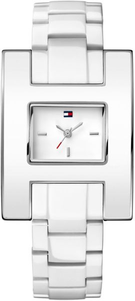 Tommy Hilfiger Womens White Enamel and Stainless Steel Bracelet 39mm in White - Lyst