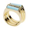 Michael Kors Gold Tone Reconstituted Turquoise and Crystal Stack Rings in Gold - Lyst