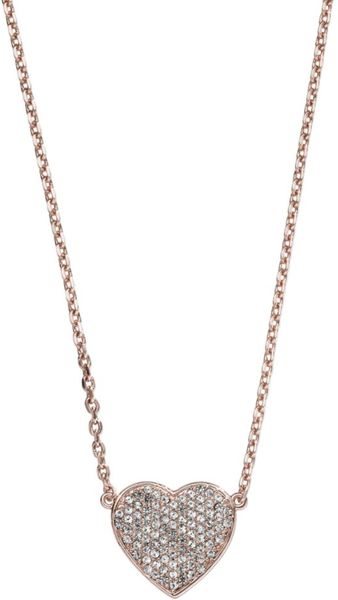  Rose Gold Tone Pave Glass Heart Pendant 