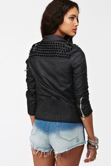 Nasty Gal Spiked Moto Jacket Black - Lyst