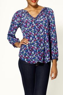 Rebecca Taylor Polka Dot Daisy Printed Tie Silk Blouse - Lyst