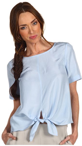 Tibi Sand Washed Silk Habutai Tie Top in Blue (p) - Lyst