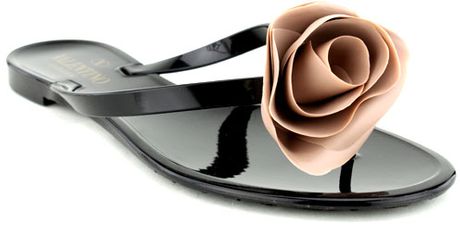 Valentino Rosette Flip Flop in Black (nude) - Lyst