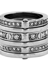 Vince Camuto Silver Plated Crystal Hinge Ring