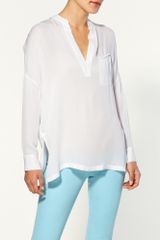 Vince 12 Placket Kaftan Silk Top