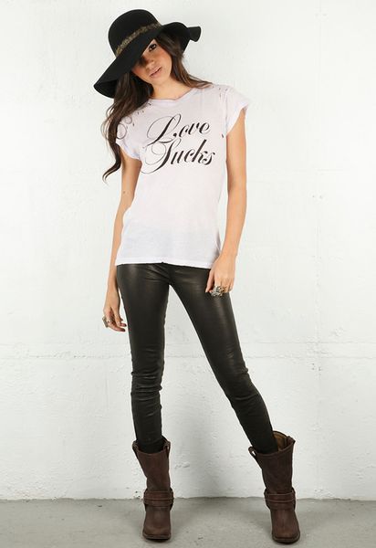 Wildfox Wildfox Love Sucks Ripped Rock Tee in Ghost Lavender in Purple (lavender) - Lyst