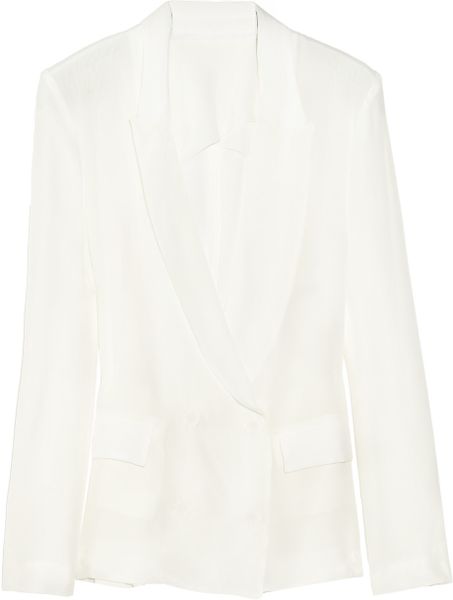 Acne Tate Silkcrepe Blazer in White - Lyst