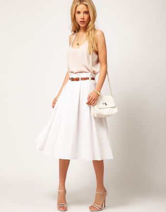 ASOS Collection Asos Linen Midi Skirt with Belt - Lyst