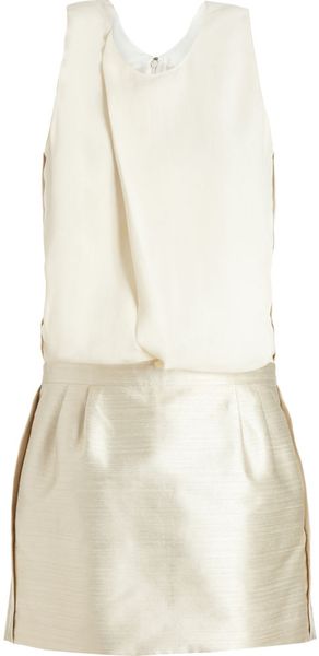 Balenciaga Combo Dress in Gold (white) - Lyst