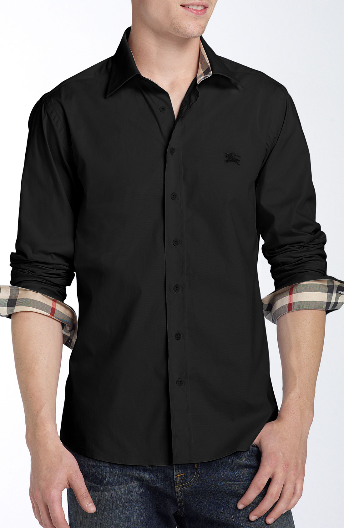 Burberry Brit Burberry Regular Fit Brit Poplin Sport Shirt in Black for