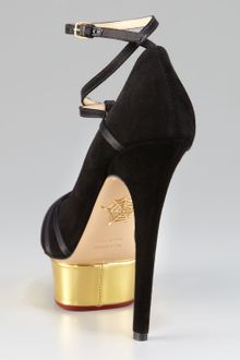 Charlotte Olympia Suede Ankle-wrap Platform Pump - Lyst