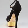 Charlotte Olympia Suede Anklewrap Platform Pump in Gold (blk gold) - Lyst
