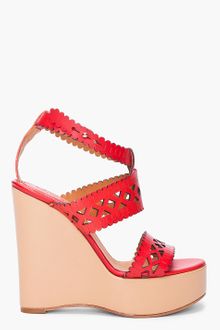 Chloé Red Laser Cut Wedges - Lyst