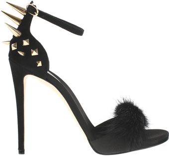 Giuseppe Zanotti Velvet Calf and Mink Sandals - Lyst
