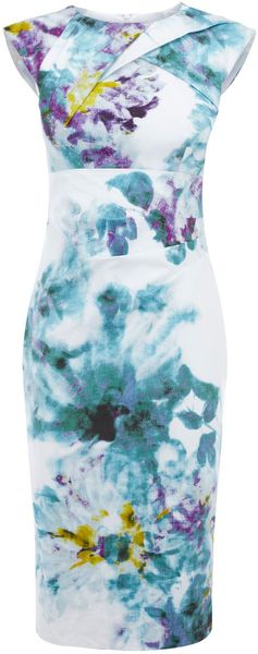 Karen Millen Light Floral Cotton Print Dress - Lyst
