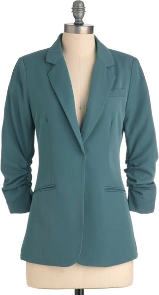ModCloth Career Path Blazer in Dusty Blue - Lyst