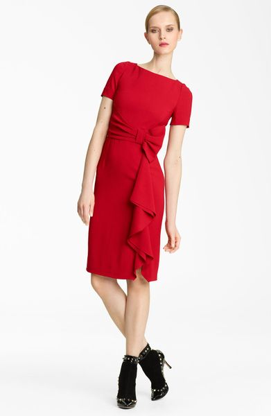 Valentino Side Drape Stretch Cady Dress in Red - Lyst