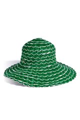 Anya Hindmarch Green and White Straw Sun Hat