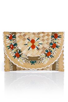 Anya Hindmarch Natural Gem Embellished Straw Ipanema Clutch - Lyst