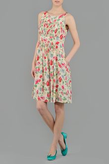 Aspesi Printed Silk Pleated Dress - Lyst