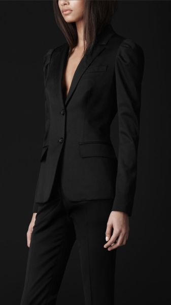 Burberry Prorsum Virgin Wool Puff Shoulder Jacket in Black - Lyst