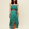Free People Fringed Goddess Long Dress in Green (succulent) - Lyst