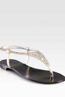 Giuseppe Zanotti Crystalcoated Metallic Leather Thong Sandals - Lyst
