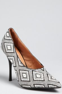 Jeffrey Campbell Black and White Birds Eye Woven Jules Pumps - Lyst