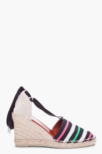 Marc By Marc Jacobs Striped Espadrille Wedge Sandals in Multicolor (black) - Lyst