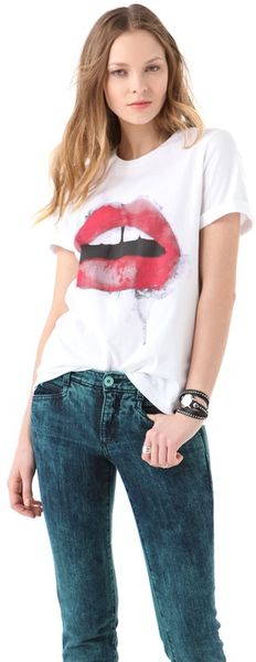 Markus Lupfer Painted Lip Tee in White - Lyst