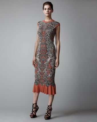 Alexander McQueen Barnacle Tea-length Dress - Lyst