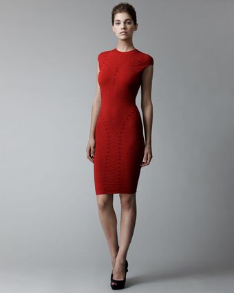 Alexander McQueen Patterned Knit Sheath Dress - Lyst