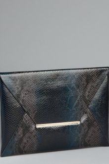 BCBGMAXAZRIA Navy Snakeskin Llene Envelope Clutch - Lyst