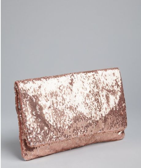Bcbgmaxazria Sandalwood Sequined Foldover Clutch in Pink (rose) - Lyst