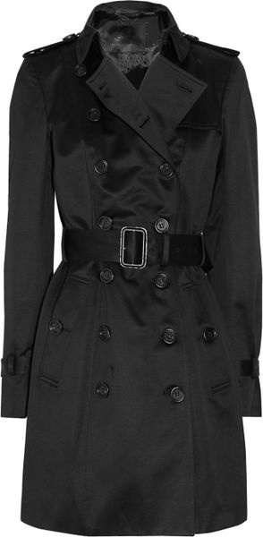 Burberry Prorsum Midlength Cottonsateen Trench Coat in Black - Lyst